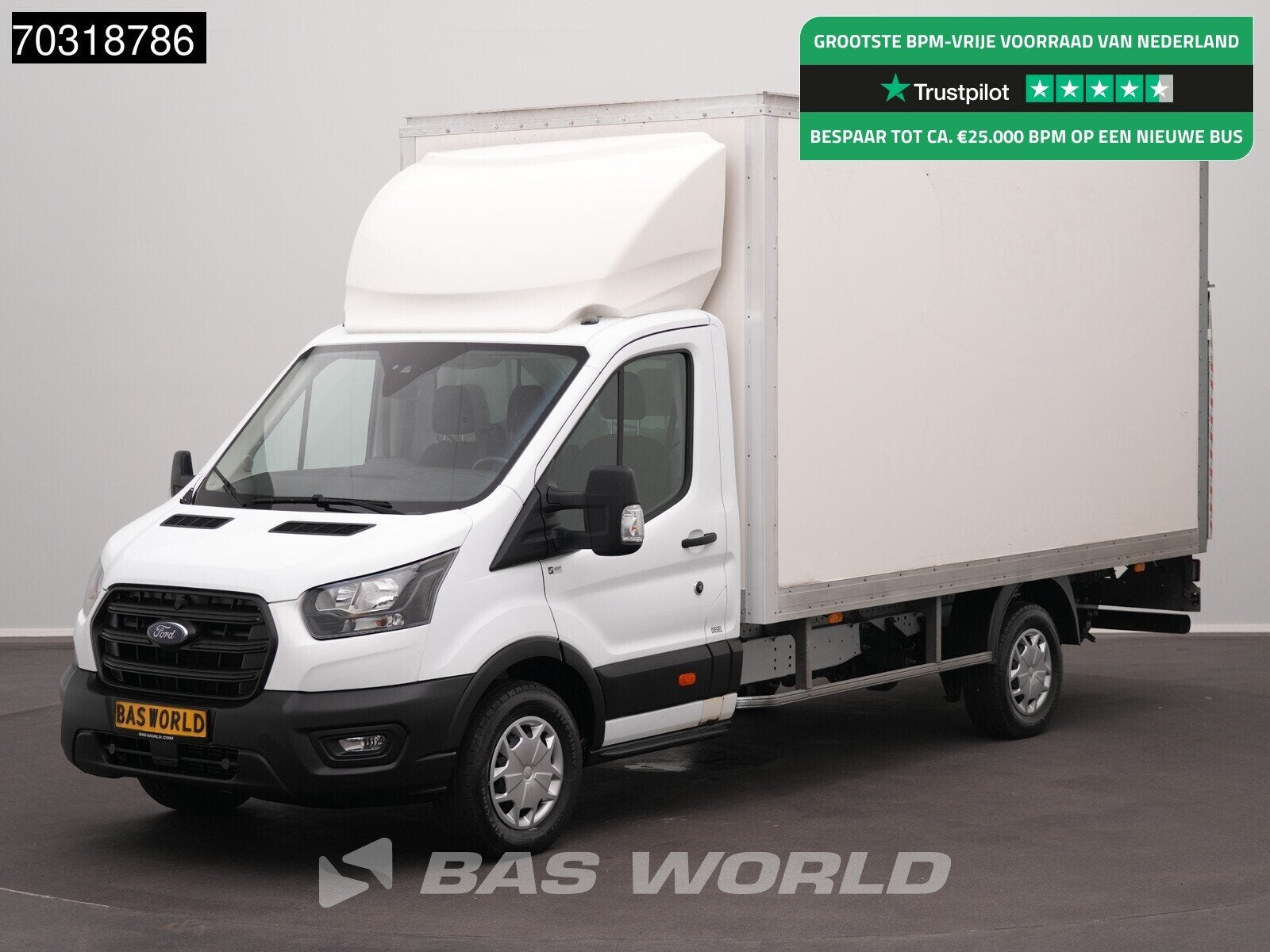 Ford Transit 130pk Laadklep Bakwagen Airco Cruise Euro6 Meub, Auto's, Stof, Euro 6, 4 cilinders, Wit