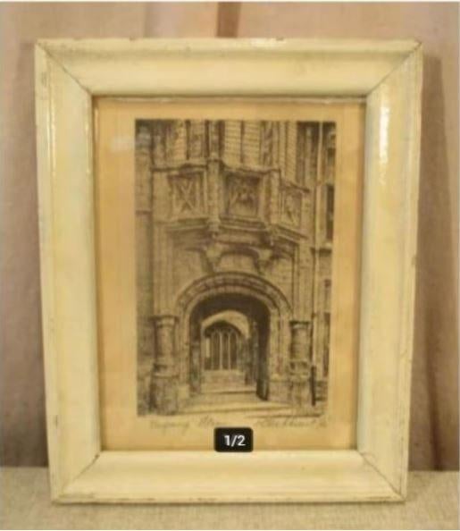 Mooie Oude Ets 'Ingang Steen Antwerpen' - K Debbaut, Antiek en Kunst, Kunst | Etsen en Gravures, Ophalen of Verzenden