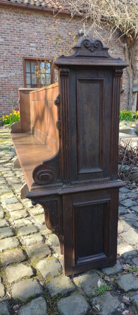 Eiken kerkbank 206cm 47cm 108cm H., Antiek en Kunst, Ophalen