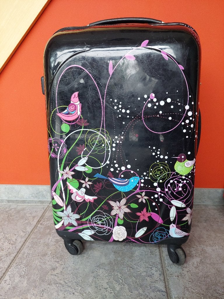 Fleurige Reiskoffer, Handtassen en Accessoires, Koffers, Wieltjes, Gebruikt, Hard kunststof, 35 tot 45 cm