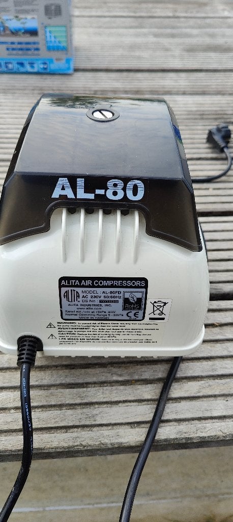 High-blow luchtpomp Alita AL-80 vijver, Tuin en Terras, Ophalen, Gebruikt