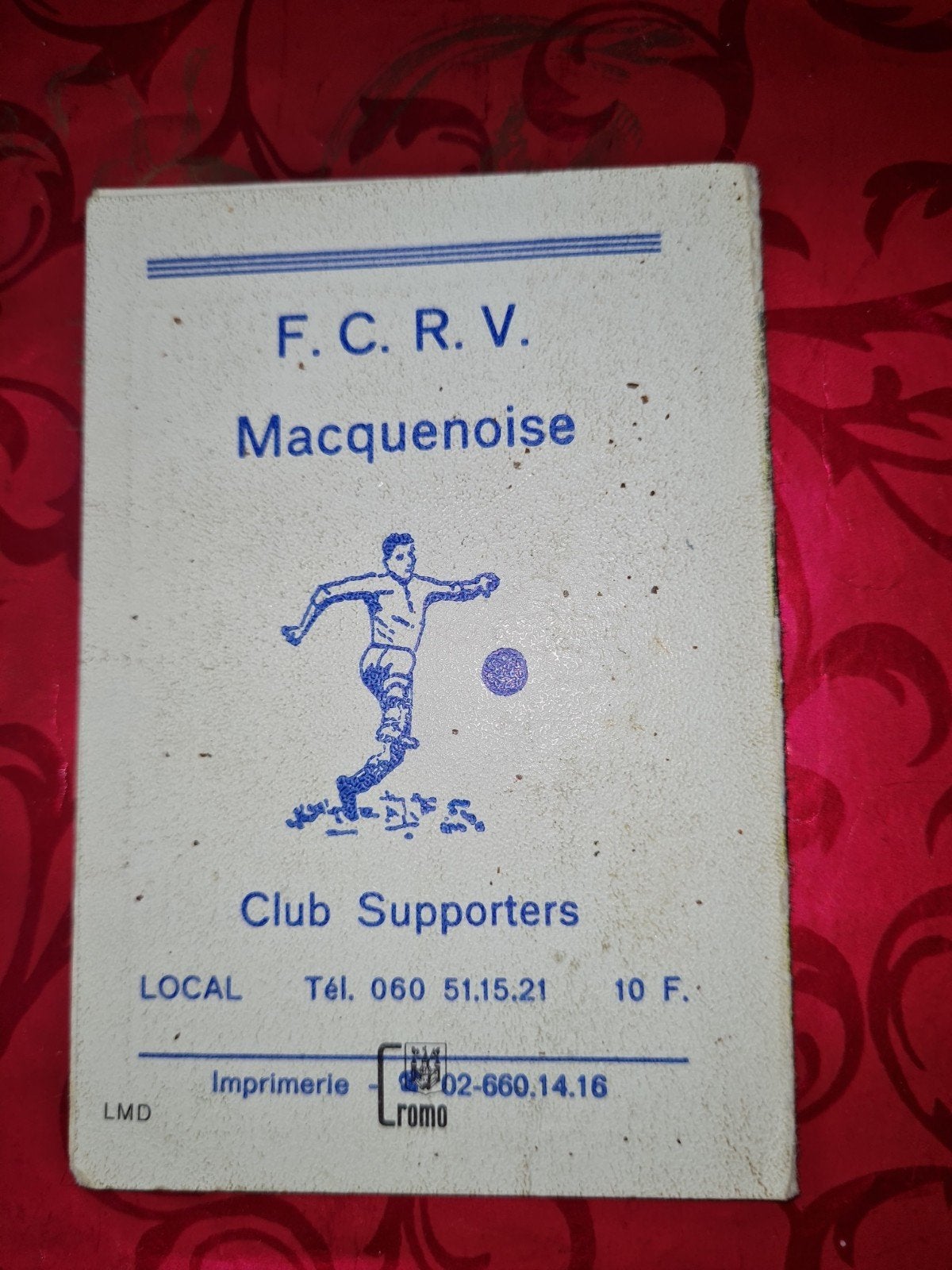 Macquenoise FCRV calendrier 1976 club supporters foot, Enlèvement ou Envoi