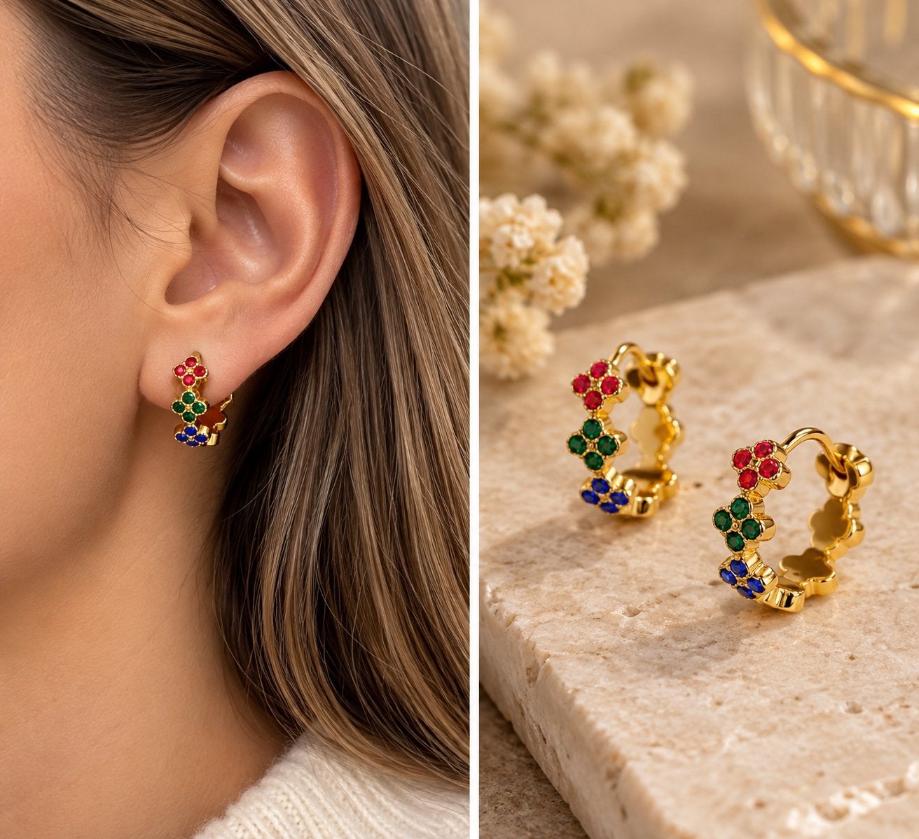 Boucles  d’oreilles multicolor en acier inoxidable, Envoi, Neuf