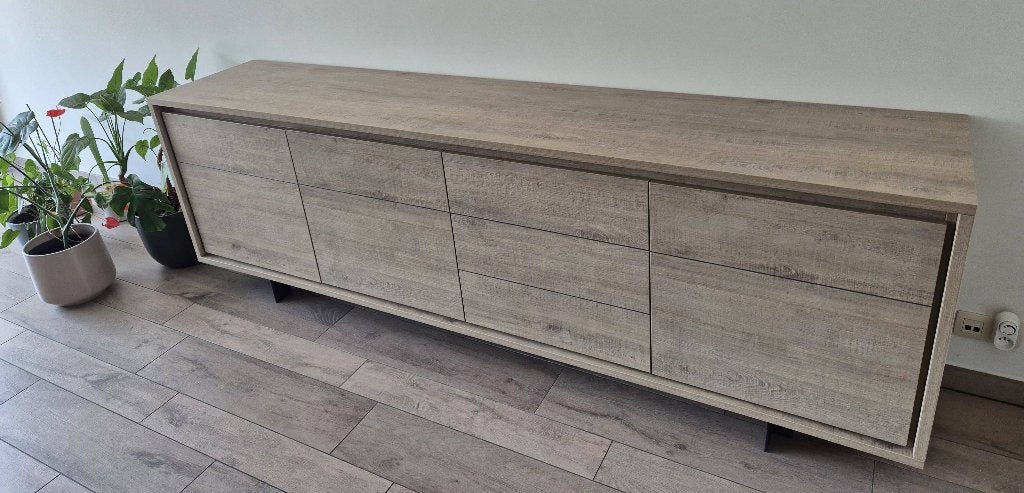 Dressoir (zo goed als nieuw), Maison & Meubles, Armoires | Dressoirs, Comme neuf, 200 cm ou plus, 50 à 75 cm, Avec porte(s), Avec tablette(s)