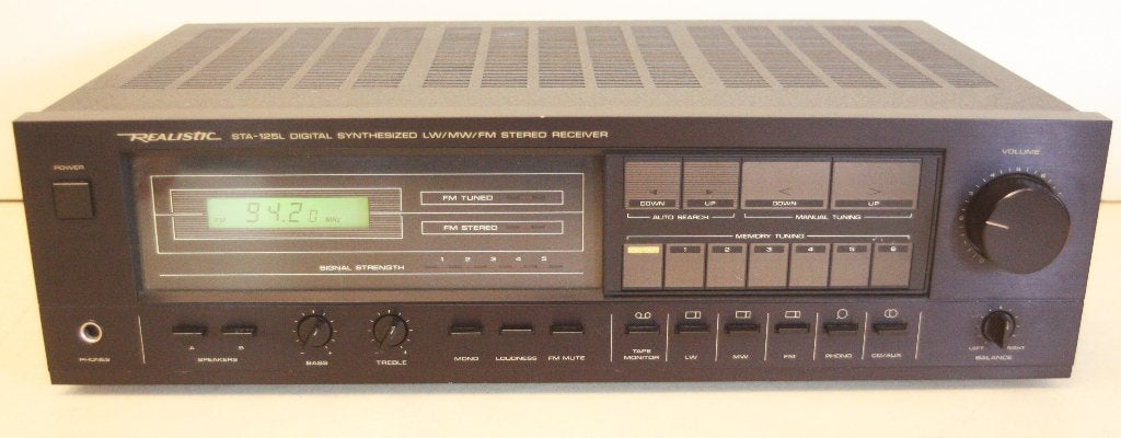Realistic STA-125L Versterker Receiver / 1987 / Tandy, USA, TV, Hi-fi & Vidéo, Enlèvement ou Envoi, Comme neuf, Stéréo, 60 à 120 watts