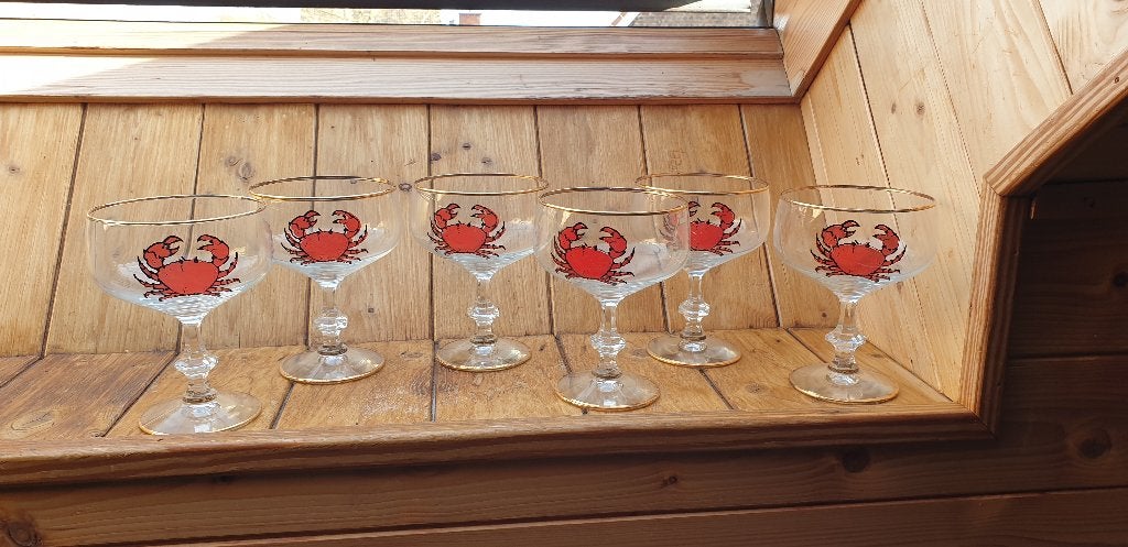 6 glazen voor garnalensalade ....., Ophalen of Verzenden, Zo goed als nieuw, Glas, Kom(men)