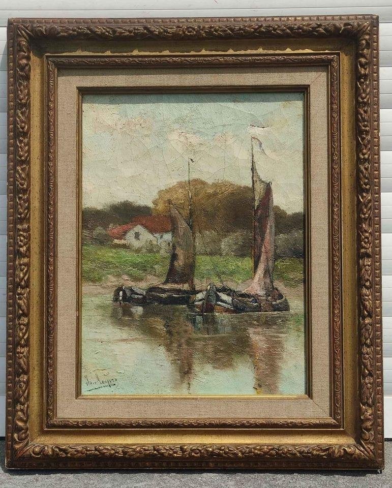 Huile sur toile marine signe Isidore meyers, Antiquités & Art, Art | Peinture | Classique, Enlèvement ou Envoi, Toile