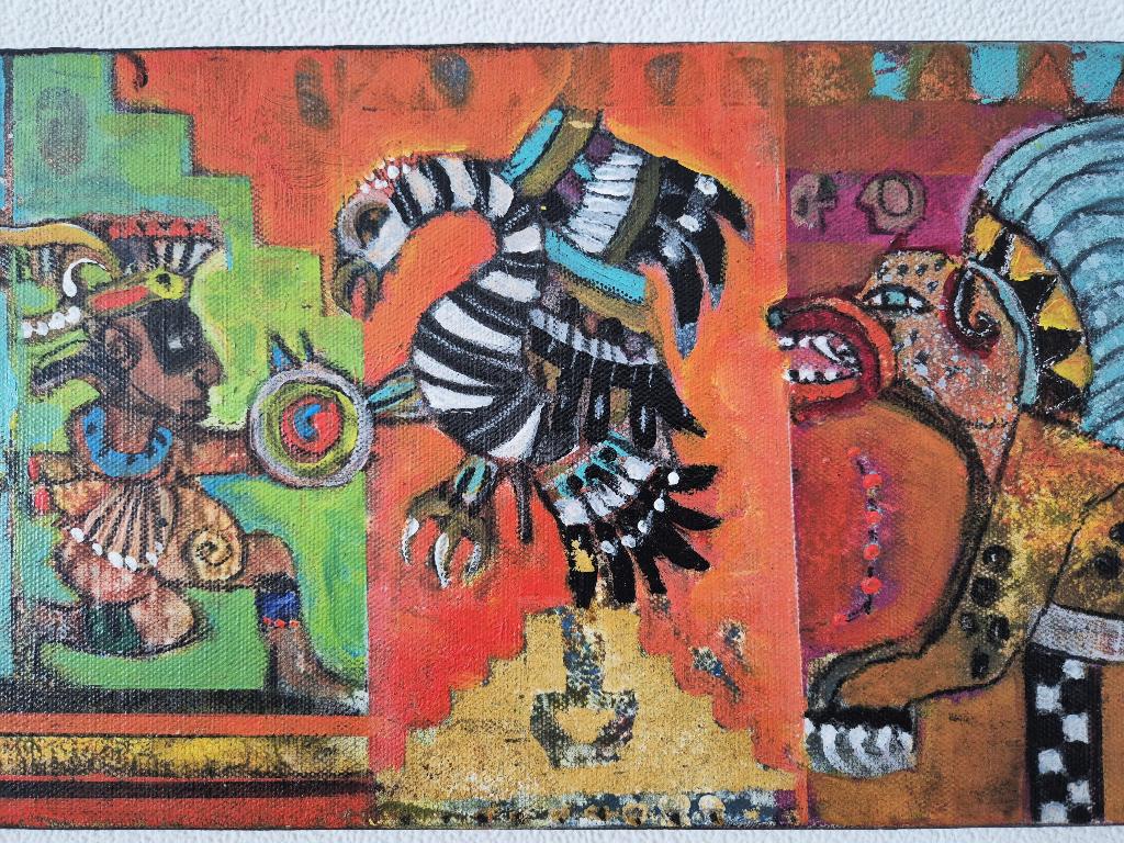 Astrid Engels - 'Happy Parade' schilderij uit 2015 - 60x20cm, Antiek en Kunst, Kunst | Schilderijen | Modern, Ophalen of Verzenden