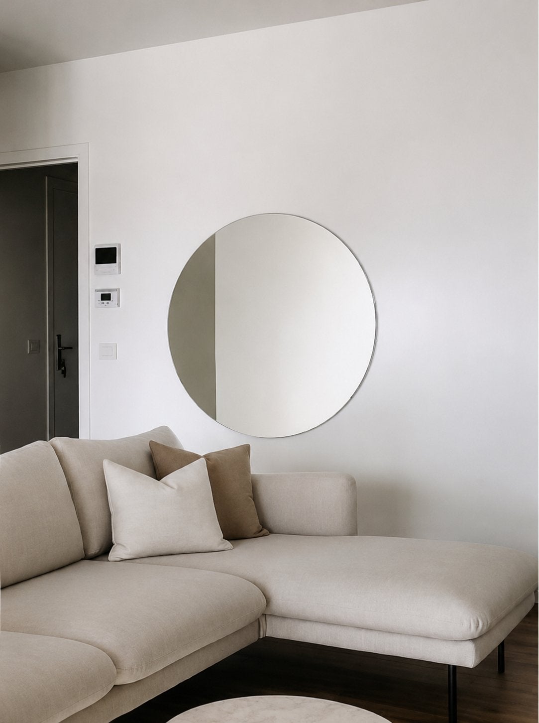 Grote ronde spiegel, Huis en Inrichting, Woonaccessoires | Spiegels, Ophalen, 100 tot 150 cm, Rond, Zo goed als nieuw