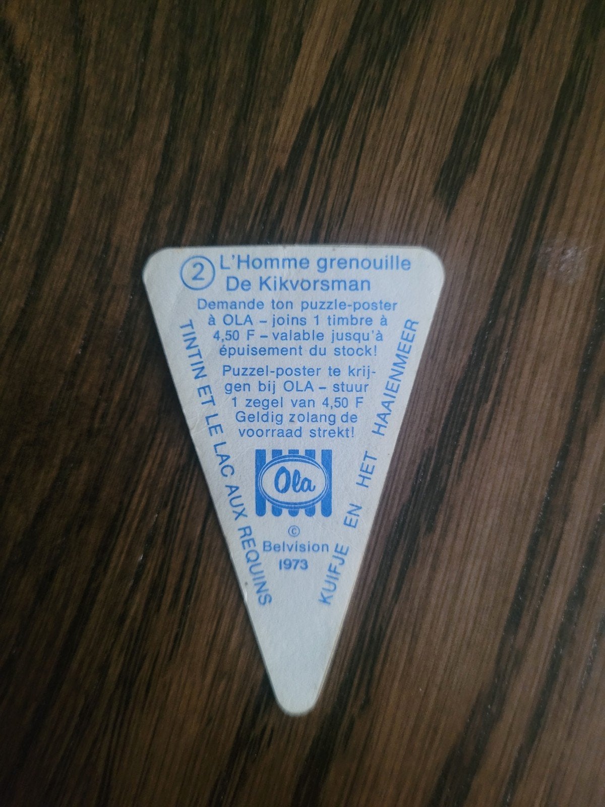 Sticker Ola belvision 1973 Kuifje en het Haaienmeer.
Nummer, Ophalen of Verzenden