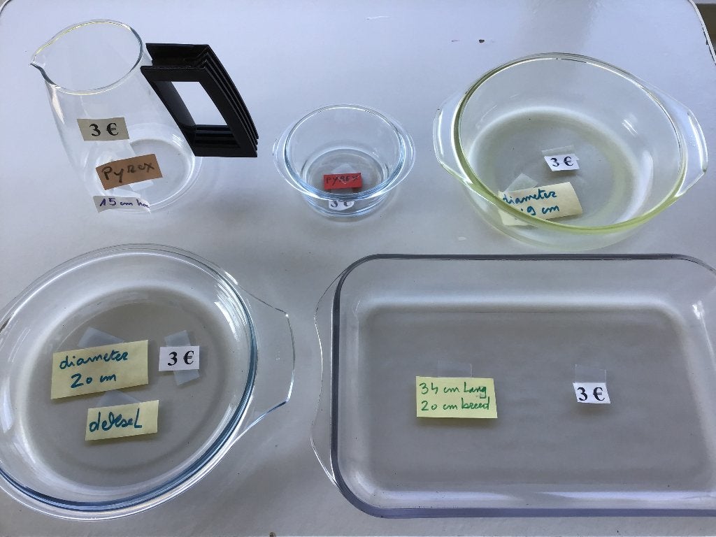 5 casseroles en pyrex (ou similaire) à 3€ et 8 à 2€, Enlèvement ou Envoi, Comme neuf