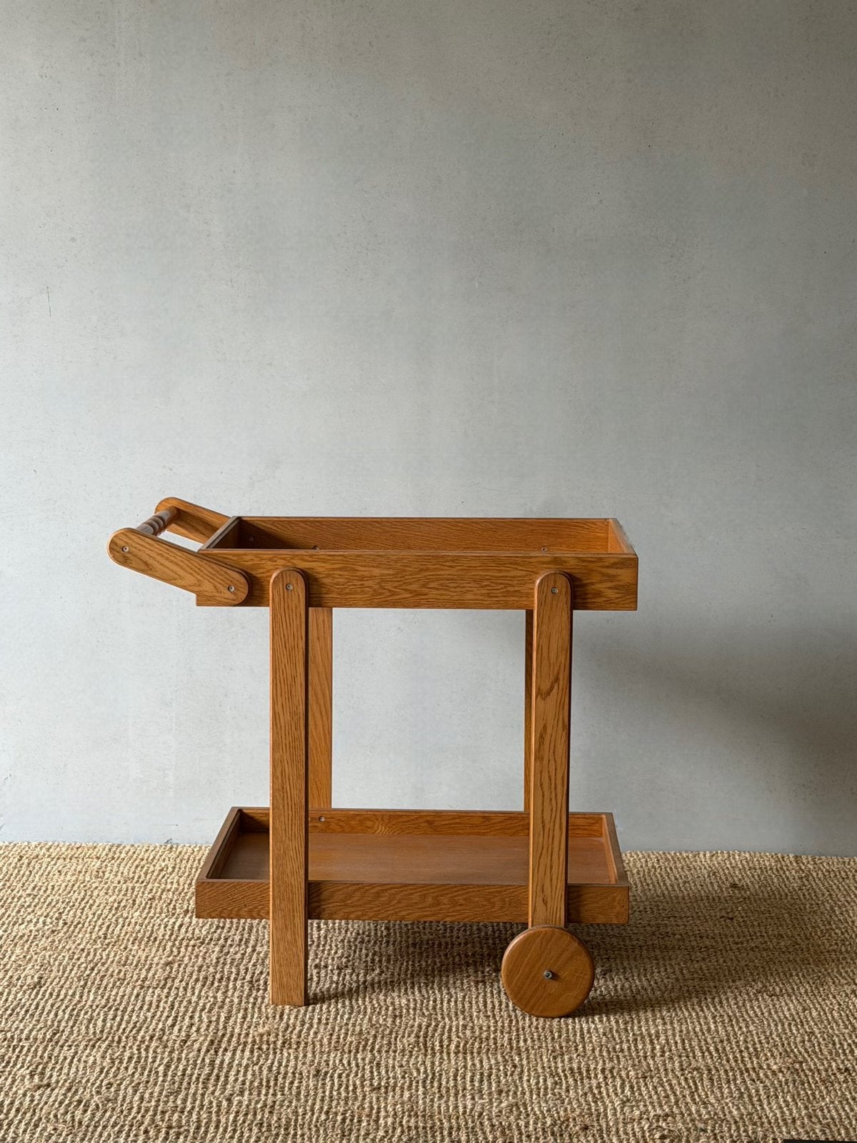 Vintage Scandinavische houten serveerwagen, Huis en Inrichting, Ophalen, Zo goed als nieuw