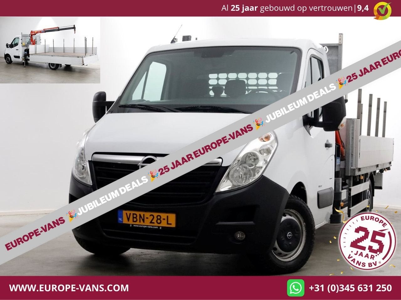 Opel Movano 2.3 CDTI 145pk E6 Open Laadbak + Kraan 08-2019, Autos, Achat, Entreprise, 192 g/km, Cruise Control