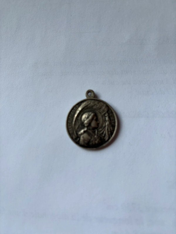 Médaille religieuse Jeanne D'arc et Pape X, Enlèvement ou Envoi, Utilisé, Bijoux, Christianisme | Catholique