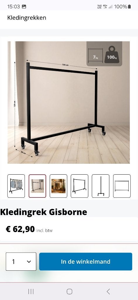 Kledingrek, Kleding | Dames, Kledingrekken, Ophalen, Met wielen, Nieuw