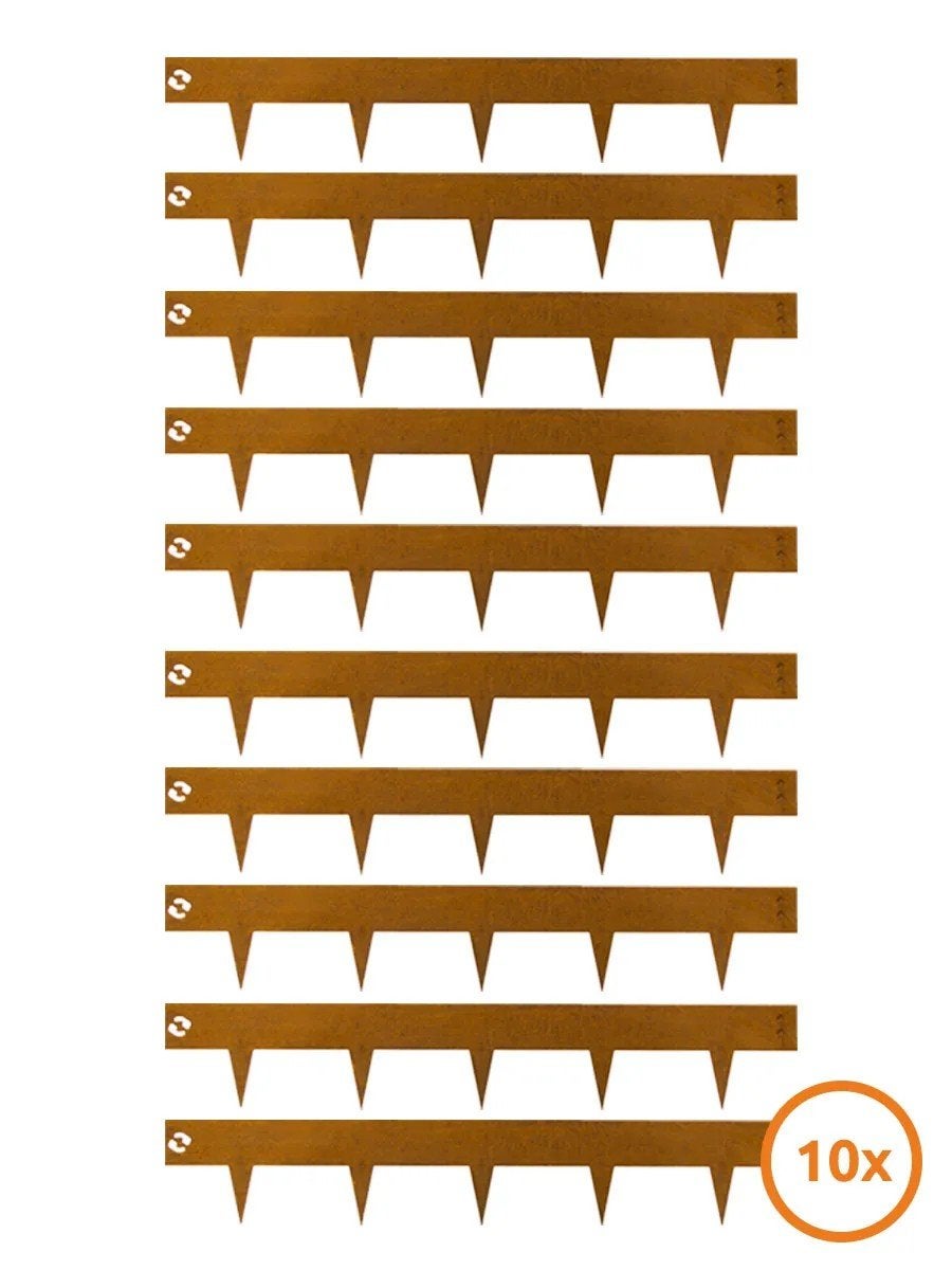 11 nieuwe cortenstaal afboordingen totale hoogte 17,5cm, Ophalen, Overige materialen, 100 tot 200 cm, Nieuw