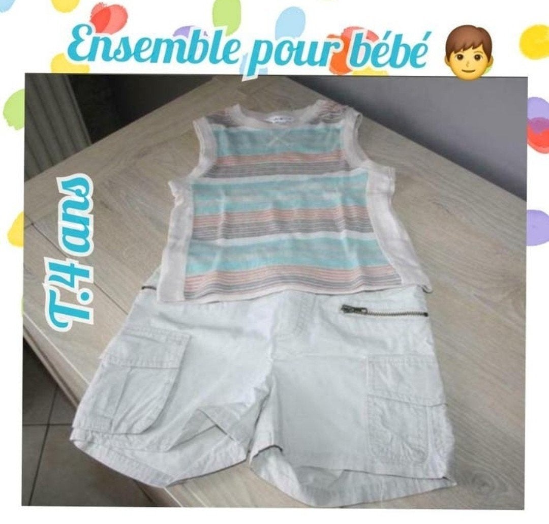 Short court+t-shirt SM pour garçon -T.4 ans(petit), Enfants & Bébés, Vêtements enfant | Taille 104, Enlèvement ou Envoi, Utilisé