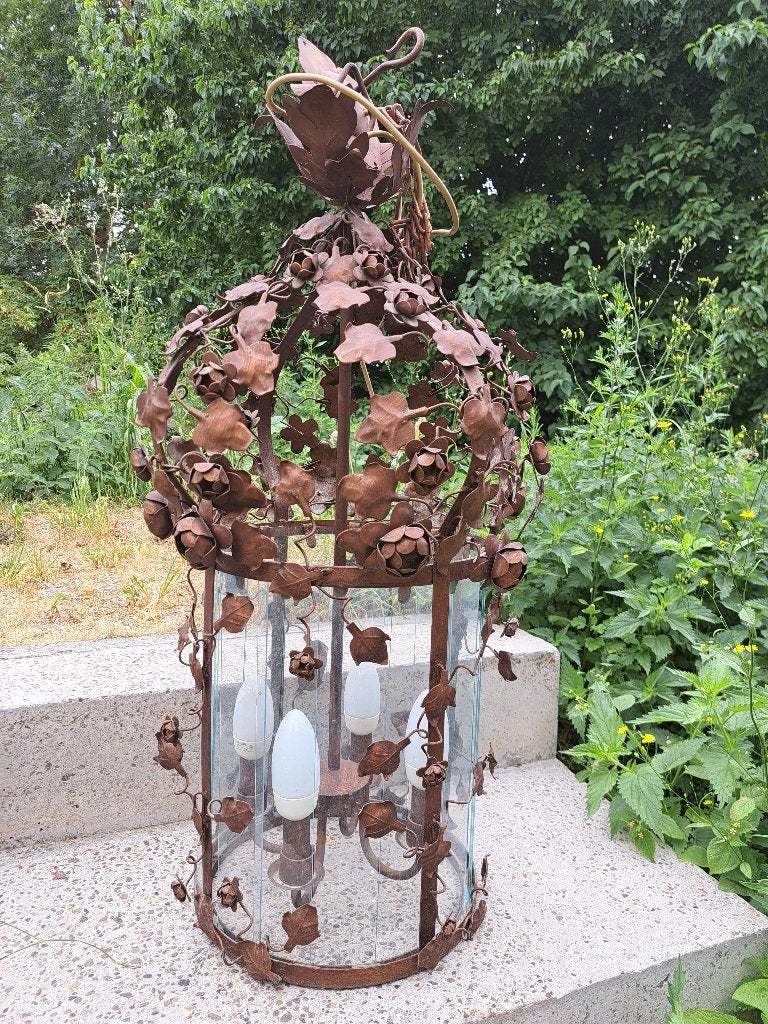 Grand lustre en métal forgé, Maison & Meubles, Enlèvement, Utilisé, Métal, Fer forgé