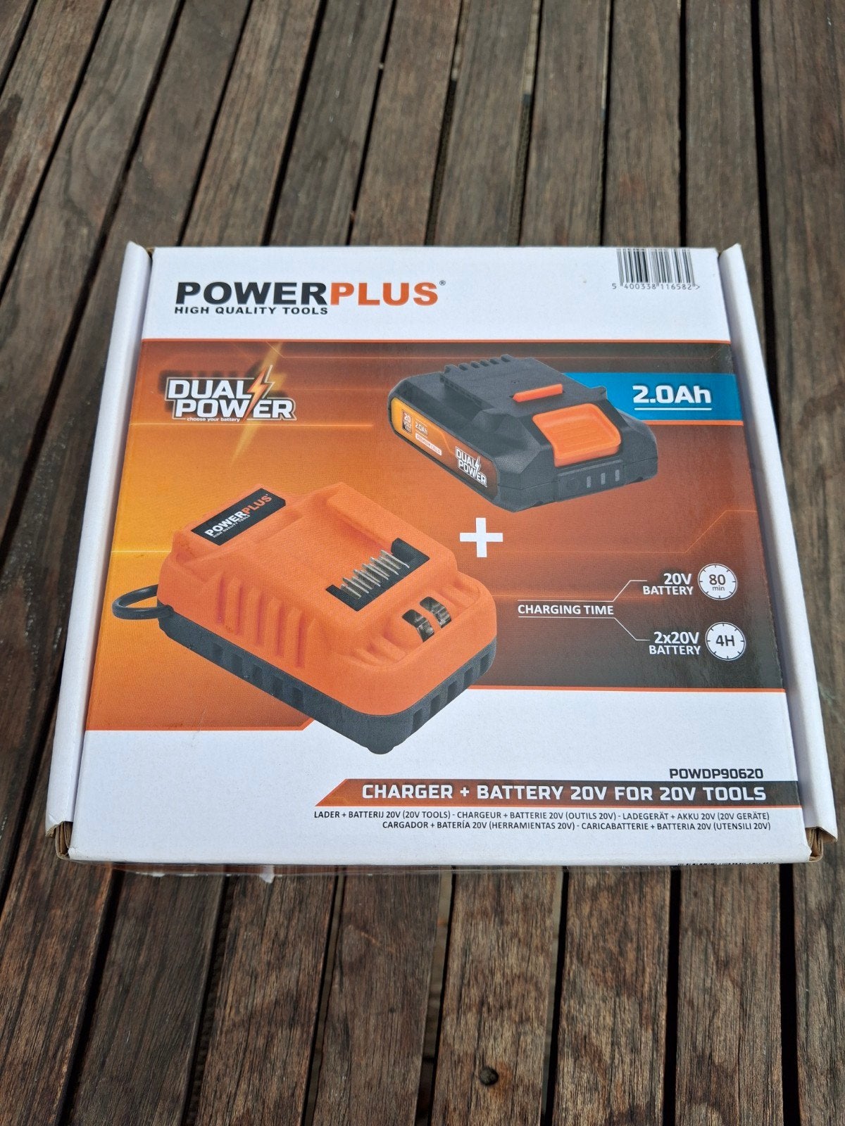 dual power 20v 2 ah accu+ lader power plus powdp90620, Ophalen of Verzenden, Zo goed als nieuw