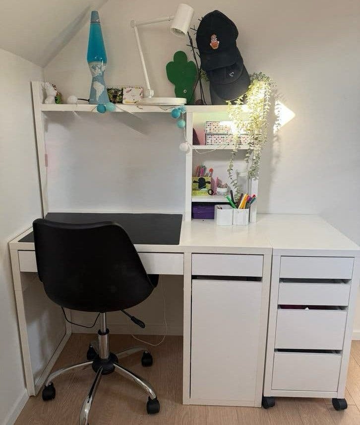Meuble de bureau et tiroir Micke Ikea, Bureau d'écolier, Avec tiroirs, Enlèvement, Utilisé