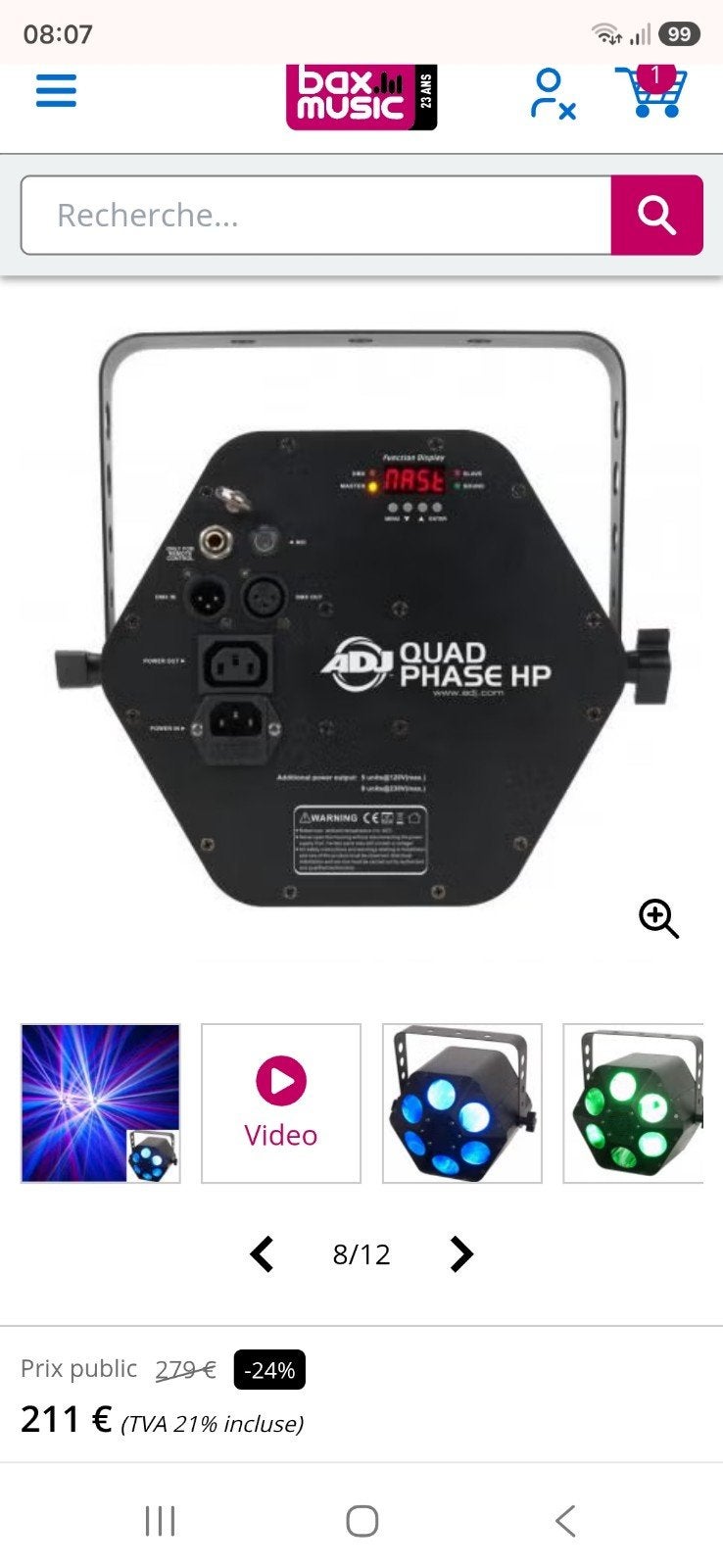 3 Quad Phas Hp led ADJ en flightcase, Enlèvement