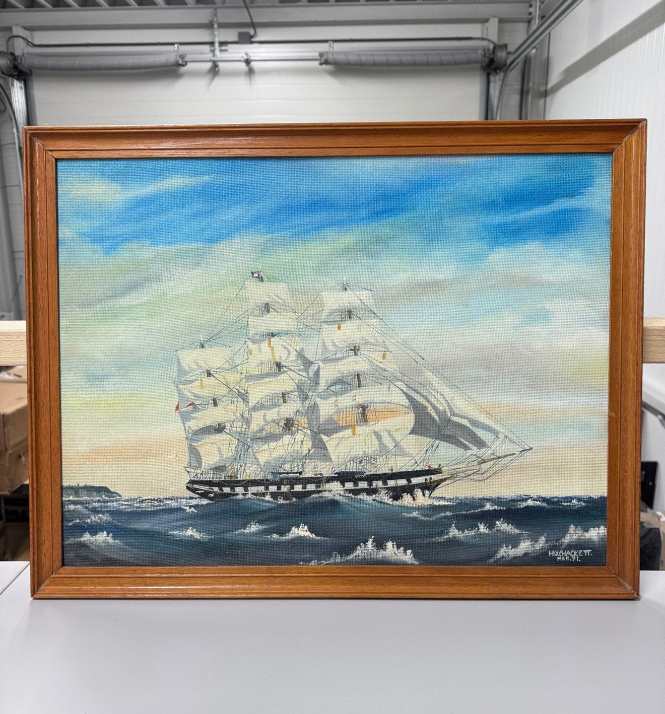peinture l'huile Hackett 1971 Navire marchand Golden Fleece, Antiquités & Art, Art | Peinture | Classique, Enlèvement ou Envoi