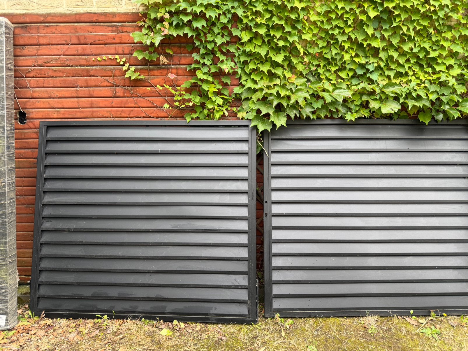 Dubbele poort zwart nieuw, Tuin en Terras, Ophalen, Staal, 150 tot 200 cm, Nieuw