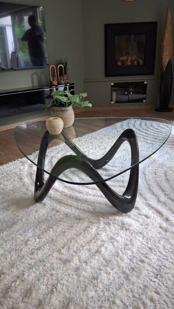 Design Salontafel met glazen blad 100cm hoogte 40, Ophalen, Design, 50 tot 100 cm, Zo goed als nieuw
