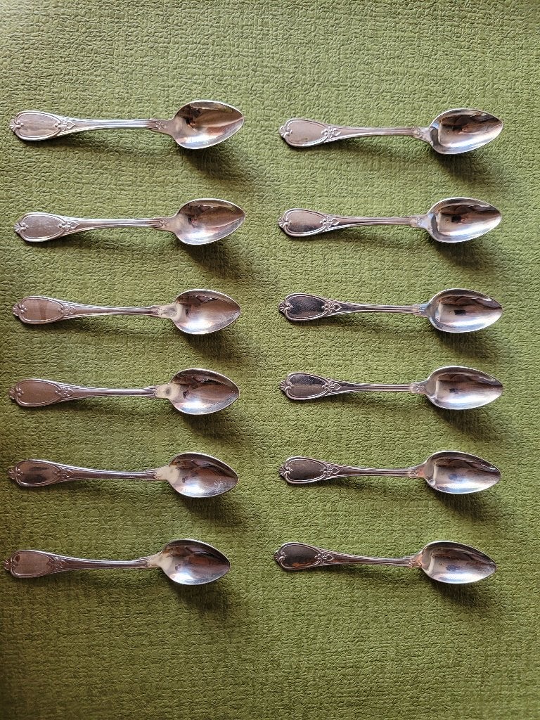 Twaalf verzilverde dessertlepels van Reppel, Ophalen of Verzenden