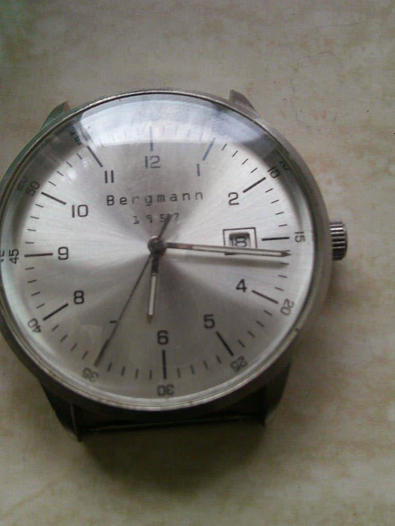 Heren Horloge Bergmann 1957, Handtassen en Accessoires, Horloges | Heren, Gebruikt, Polshorloge, Staal, Ophalen