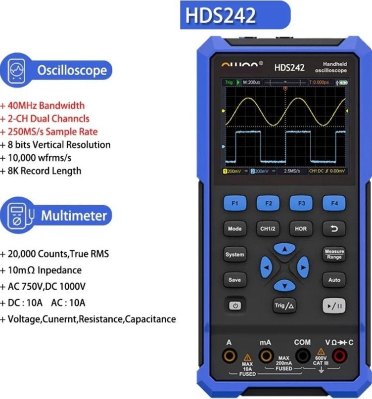 Owon HDS242 Handheld oscilloscoop 40Mhz, Ophalen of Verzenden, Nieuw, Multimeter