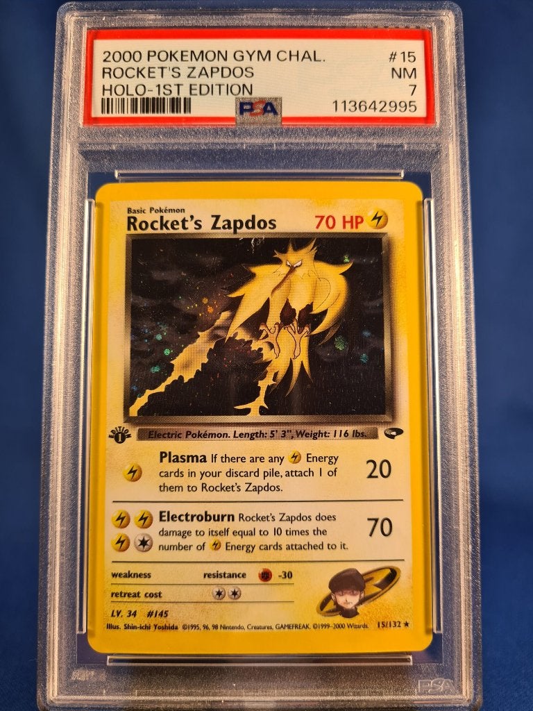 Rocket's Zapdos 15/132 - Gym Challenge (1st edition) (PSA 7), Verzenden, Gebruikt