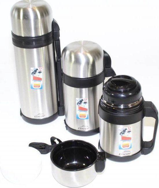 3x Voedselcontainer / Soep Thermosfles 1L, Ophalen, Zo goed als nieuw, Inox