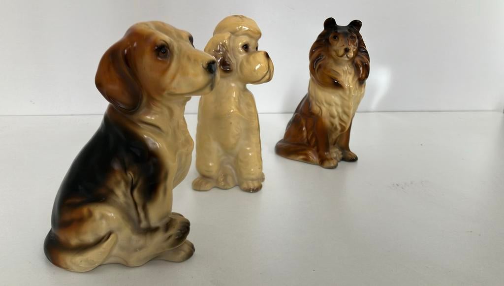 3 Vintage beeldjes van honden, Antiek en Kunst, Ophalen of Verzenden