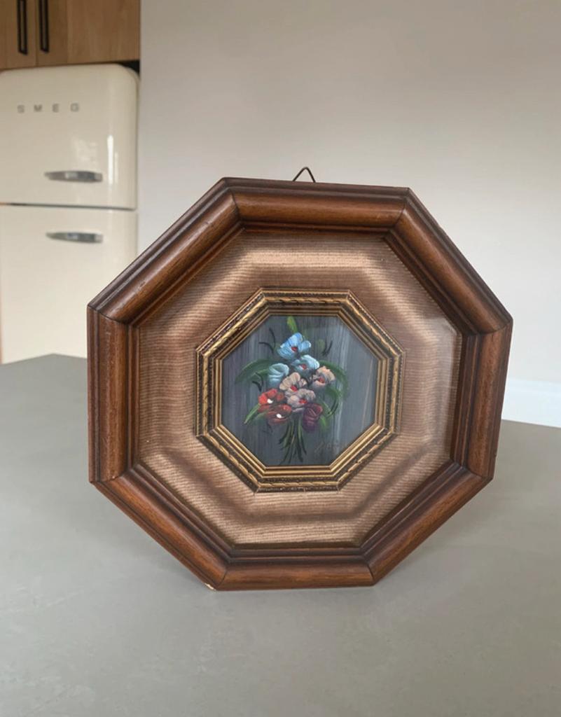 Vintage houten kader met glas - schilderij antiek lijst, Ophalen of Verzenden