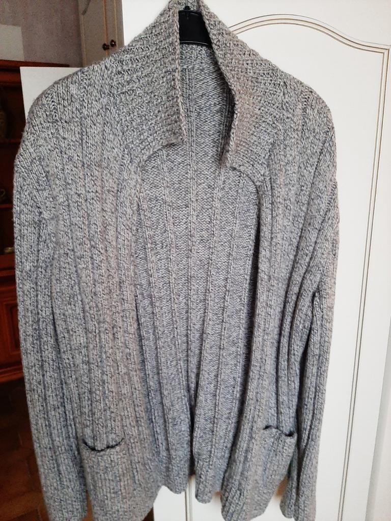 Warme gebreide cardigan vest met rits grijs, Ophalen of Verzenden, Grijs