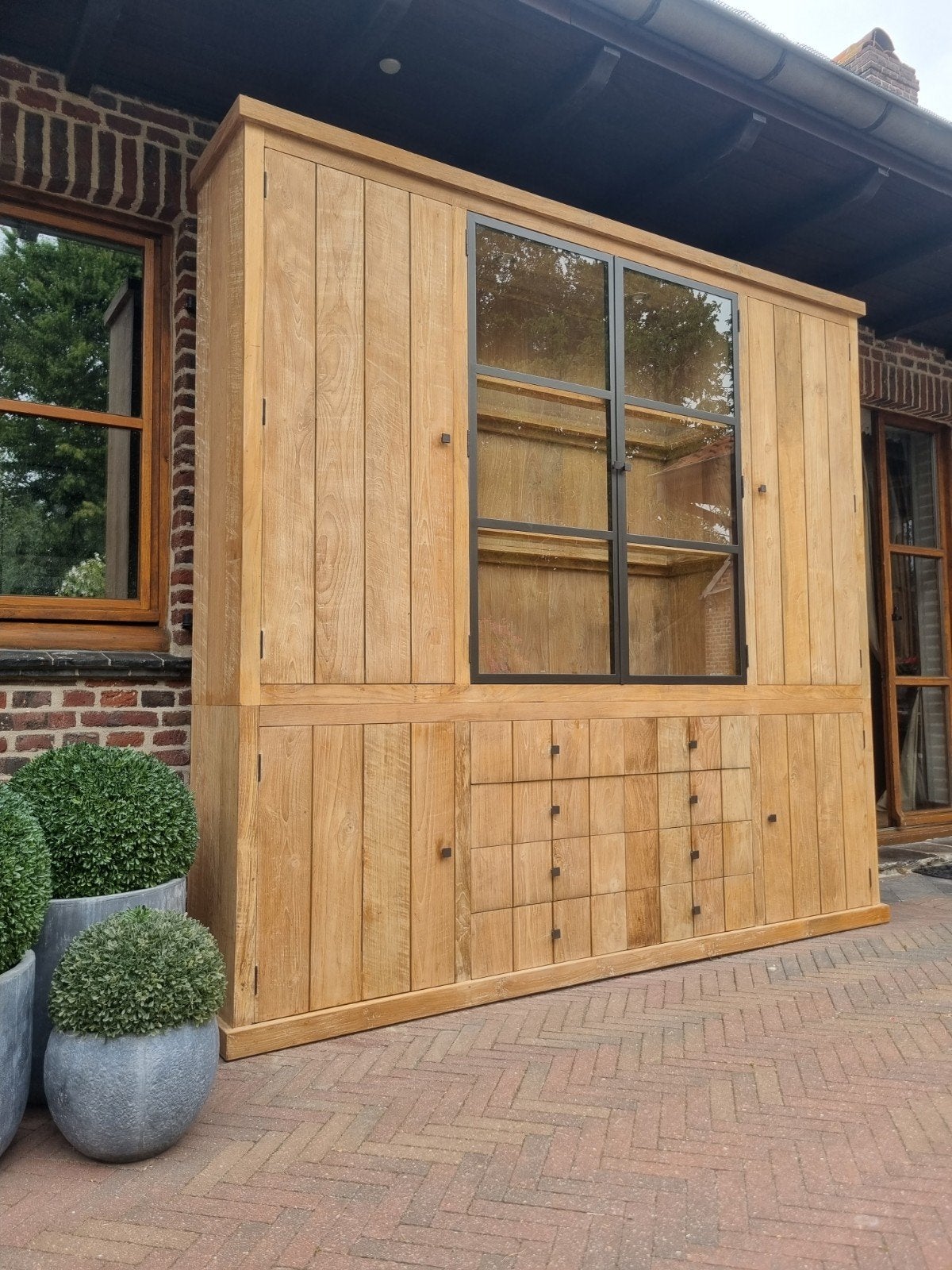 Teak buffetkast/vitrinekast art.157/26, Ophalen, 200 cm of meer, ., 200 cm of meer
