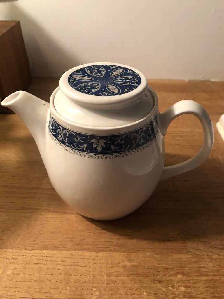 VINTAGE THEEPOT ROYAL DOULTON STEELITE BLAUW ENGELS ZGSTAAT, Ophalen of Verzenden