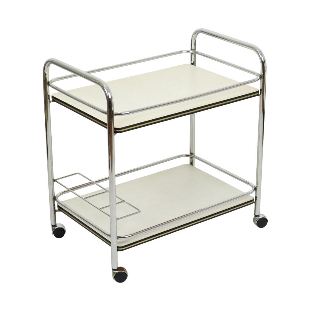 Vintage Drank Trolley Serveer Wagen Chroom Sixties, Antiek en Kunst, Ophalen