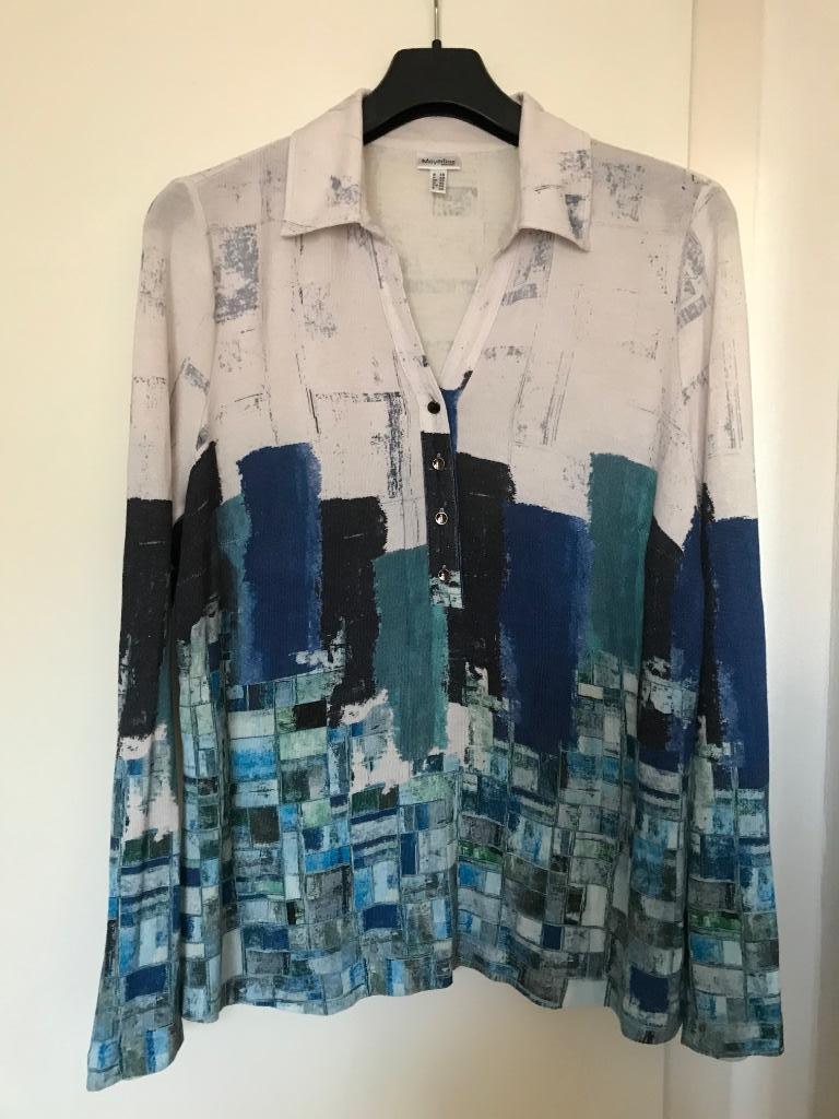 Tunique Mayerline Brussels t.48 bleu/vert viscose, Ophalen, Mayerline, Blauw, Maat 46/48 (XL) of groter