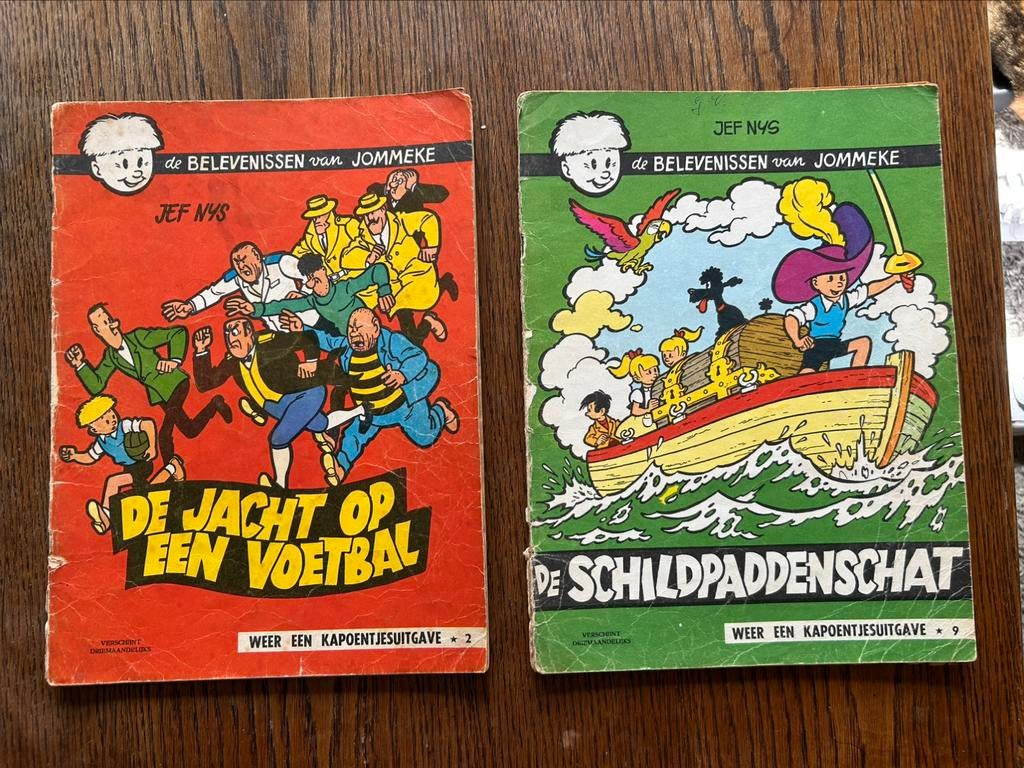 Jommeke :jacht op een voetbal en de schildpaddenschat, Boeken, Stripverhalen, Ophalen of Verzenden, Meerdere stripboeken, Gelezen