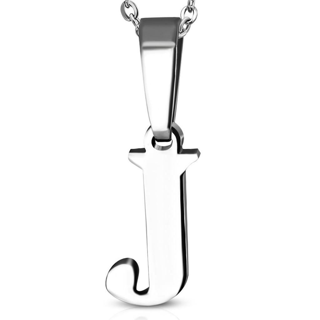 Pendentif alphabet lettre J en acier, Enlèvement ou Envoi, Neuf, Argent, Autres matériaux