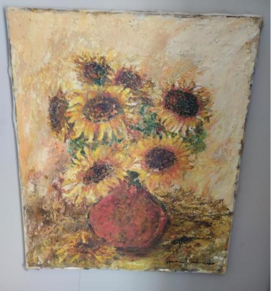 Schilderij met zonnebloemen, Antiek en Kunst, Kunst | Schilderijen | Klassiek, Ophalen