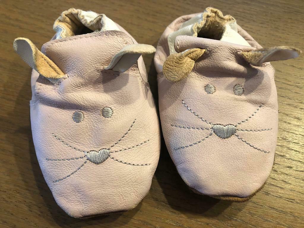 Walkx Baby - muisjes - 6-12 maand - leder, Kinderen en Baby's, Ophalen of Verzenden, Zo goed als nieuw, Meisje, Slofjes