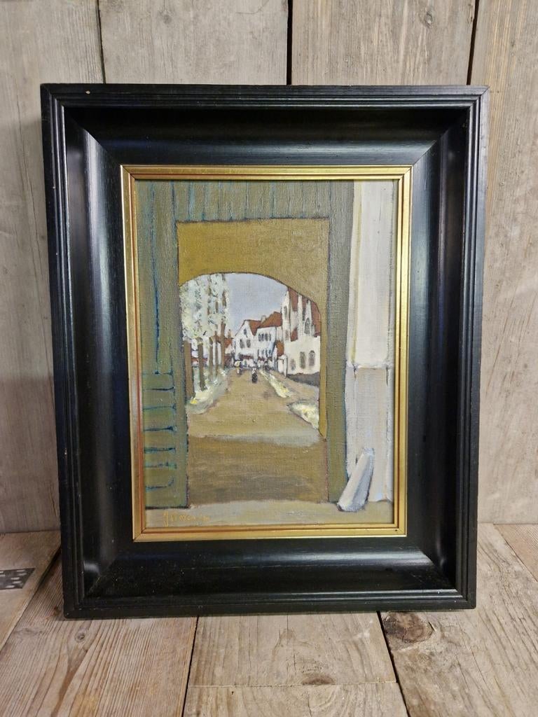 Olie op doek Yvan Royon Brugge  gesigneerd, Ophalen of Verzenden