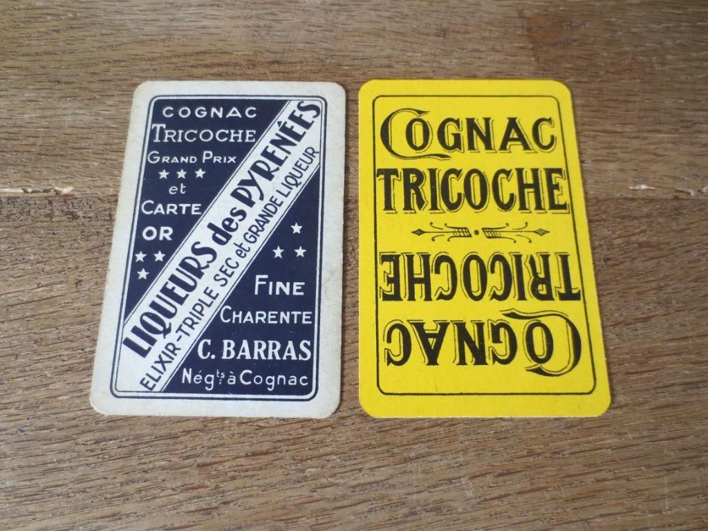 2 SPEELKAARTEN COGNAC TRICOCHE BRUGGEMAN GENT, Verzamelen, Ophalen of Verzenden, Gebruikt, Speelkaart(en)