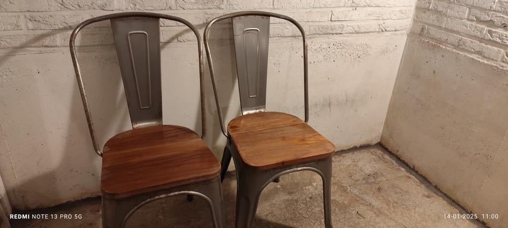 Industriële zilverkl. tuinstoelen. Ijzeren met roestige look, Enlèvement, Utilisé