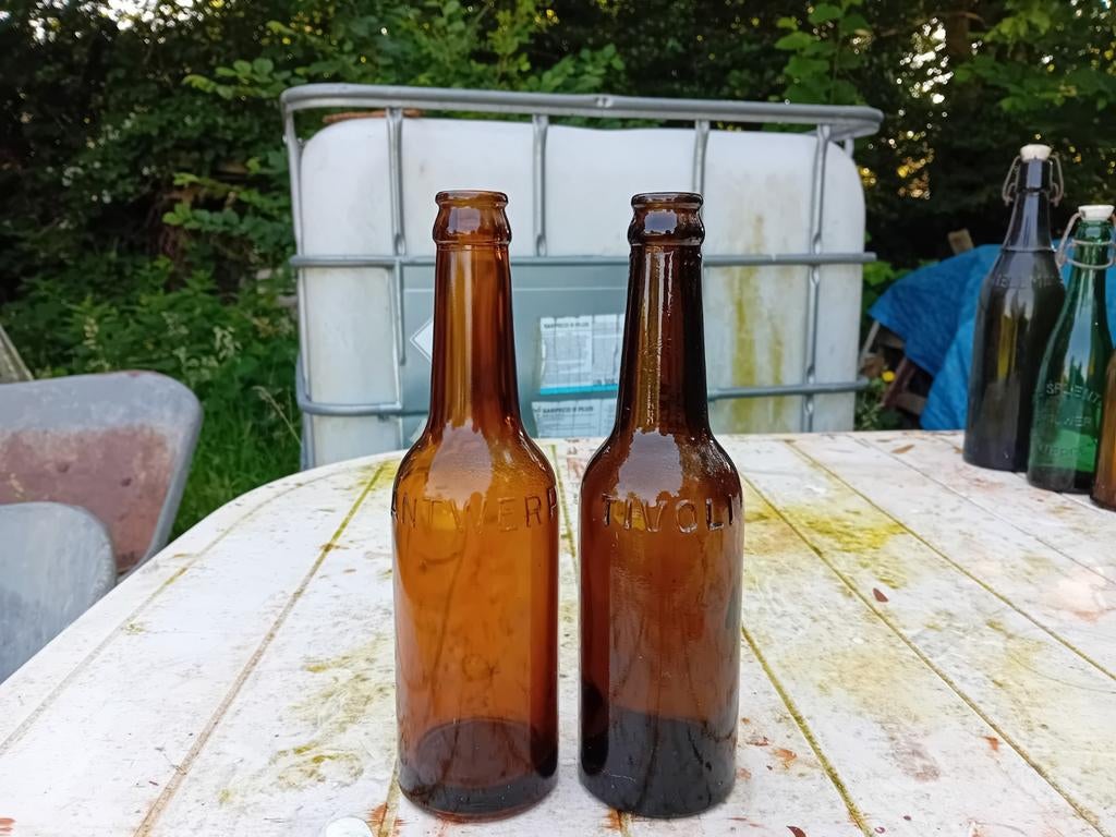Oude vintage bierflessen brouwerij Tivoli Antwerpen, Ophalen of Verzenden, Zo goed als nieuw