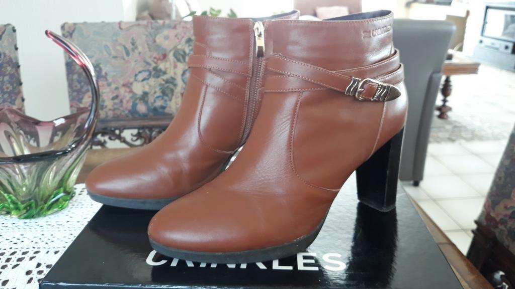 Cognac kleurige enkellaarzen, Enlèvement ou Envoi, Autres couleurs, Comme neuf, Boots et Botinnes