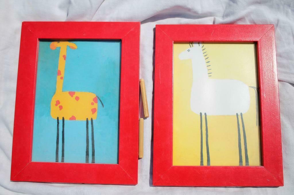 2 kadertjes met giraf, Minder dan 50 cm, Gebruikt, Ophalen of Verzenden, Minder dan 50 cm
